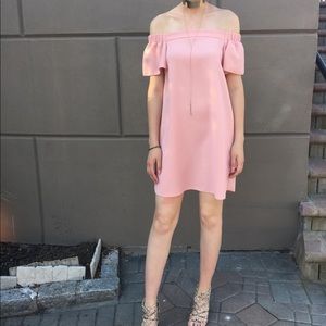 TOPSHOP Pink mini dress off the shoulder